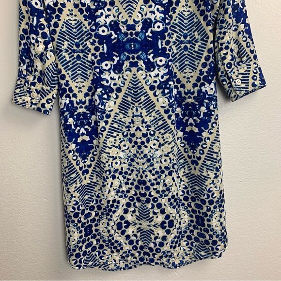 Cabi #422 Blue Jewel Button Down Shirt Dress Small - Picture 12 of 13